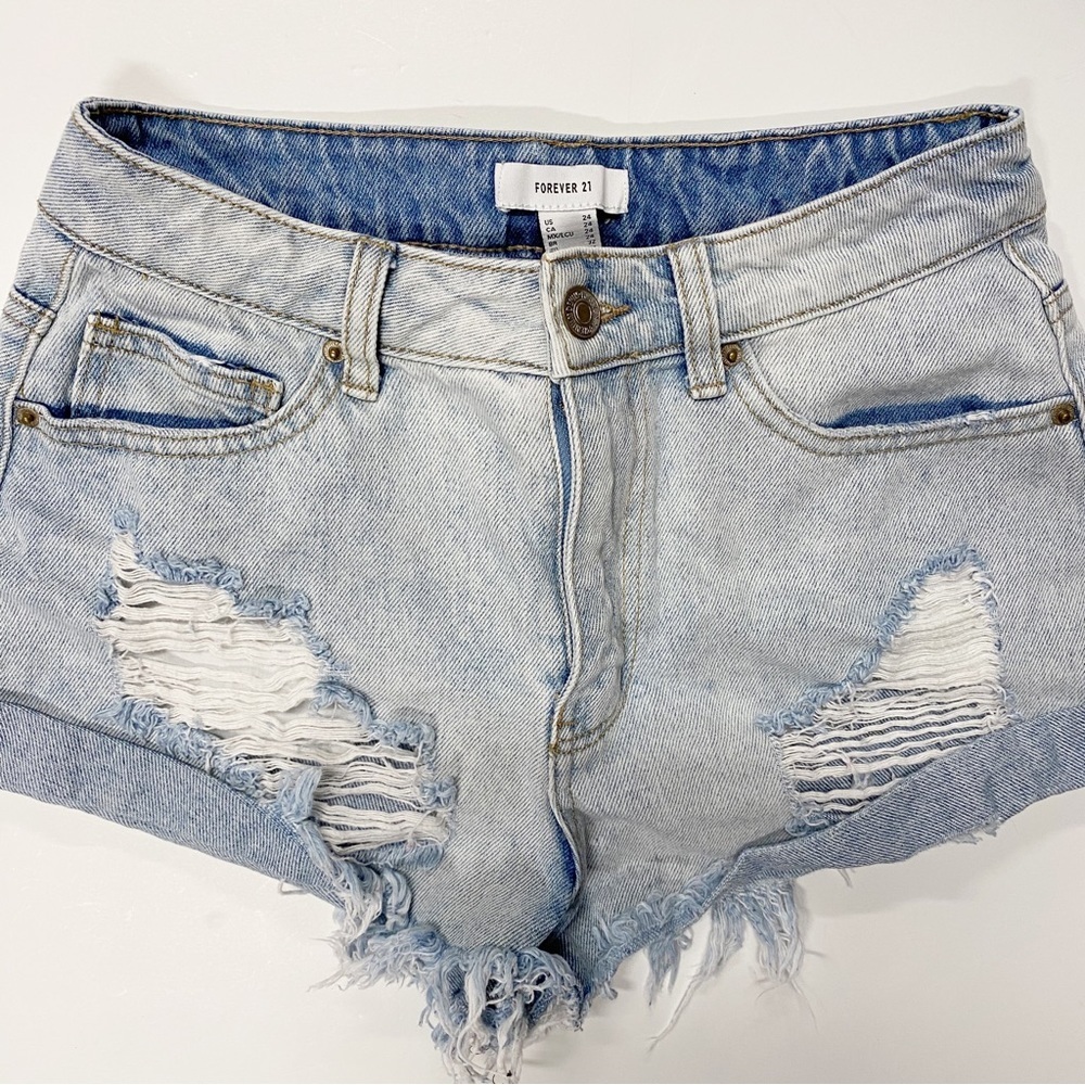 Forever 21 | Distressed Denim Shorts - Picture 2 of 9